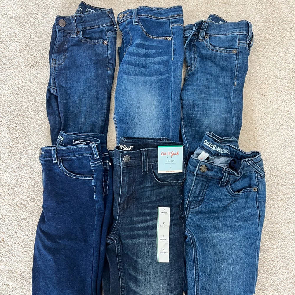Girls Jean Bundle 6 Jeans Total Size 7